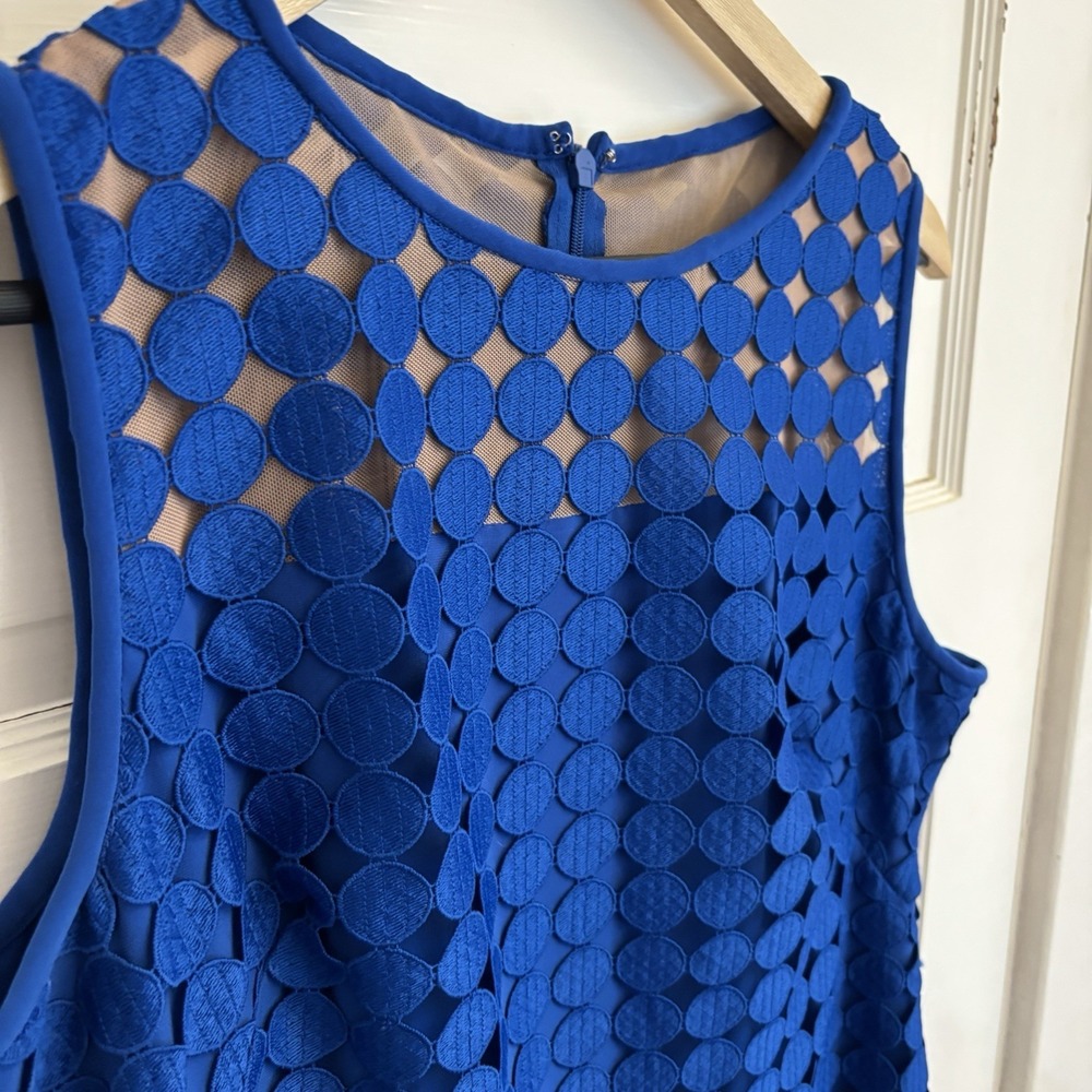 Lauren Ralph Lauren Women's Blue Lace Cut Out Dress Sleeveless Size 16 $119 - Picture 3 of 6
